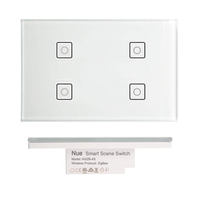 Nue ZigBee Smart Light Switch, Dimmer, Fan Switch, Curtain Blind Switch Power Point GPO, Light Controller and in_Ceiling Dimmer (4 Key Scene Switch)