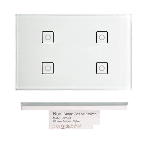 Nue ZigBee Smart Light Switch, Dimmer, Fan Switch, Curtain Blind Switch Power Point GPO, Light Controller and in_Ceiling Dimmer (4 Key Scene Switch)