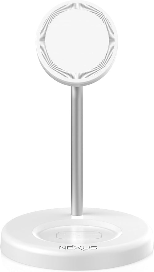 NEXUS NexusMag Wireless Charger, 15W Fast Charge, 2 in 1 MagSafe Charging Stand, Lightweight, Compatible with iPhone 16/15/14/13/AirPods Pro/Galaxy S25 Ultra/Pixel 9 Pro (No AC Adapter)