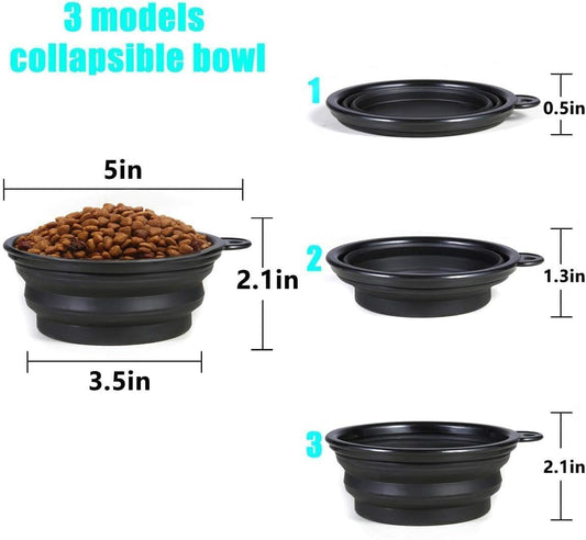 Silicone Feeding Watering Bowls with Lids and Carabiners, 2 Set Dog Bowls Pet Collapsible Bowl with Covers and Carabiners,Silicone Collapsible Pet Dog Cat Food Water Bow with Covers and Carabiners