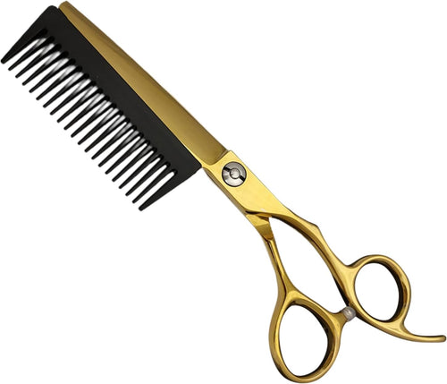 Forbici da Parrucchiere, Attrezzi Per Taglio Capelli, Forbici Sfoltitrici 2 in 1 con Pettine Rimovibile per Uomo Donna Taglio Capelli a Casa Viaggio Parrucchieri Salone Domestico Cura Personale