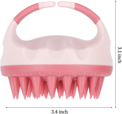 Scalp Massager Shampoo Brush for Dandruff Removal,Hair Brush Scrubber, Hair Washing Scalp Exfoliator Brush for Hair Growth，Ultra-long Silicone Bristles, Easily Reach the Root of Thick Curly Hair (Pink 2)