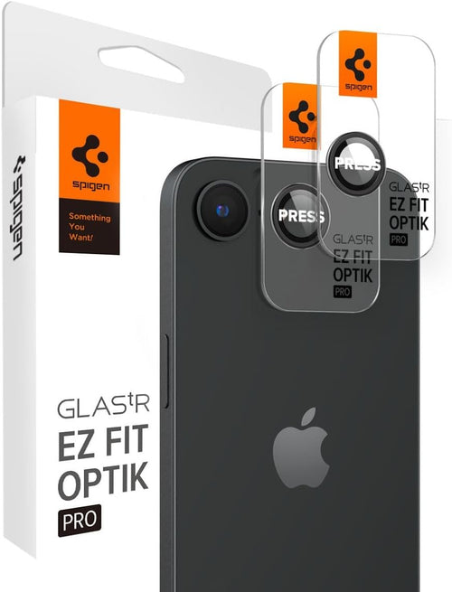Spigen Camera Lens Screen Protector [GlasTR Optik Pro] designed for iPhone 16e - Black [2 Pack]