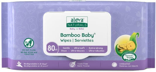 Aleva Naturals Bamboo Baby Wipes - 80 count