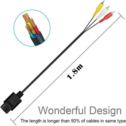 Snes/N64 to RCA Cable, 2-Pack 5.9ft Replacement AV Composite Cable Cords Adapter for Nintendo 64 N64/GameCube/Super Nintendo NES SNES