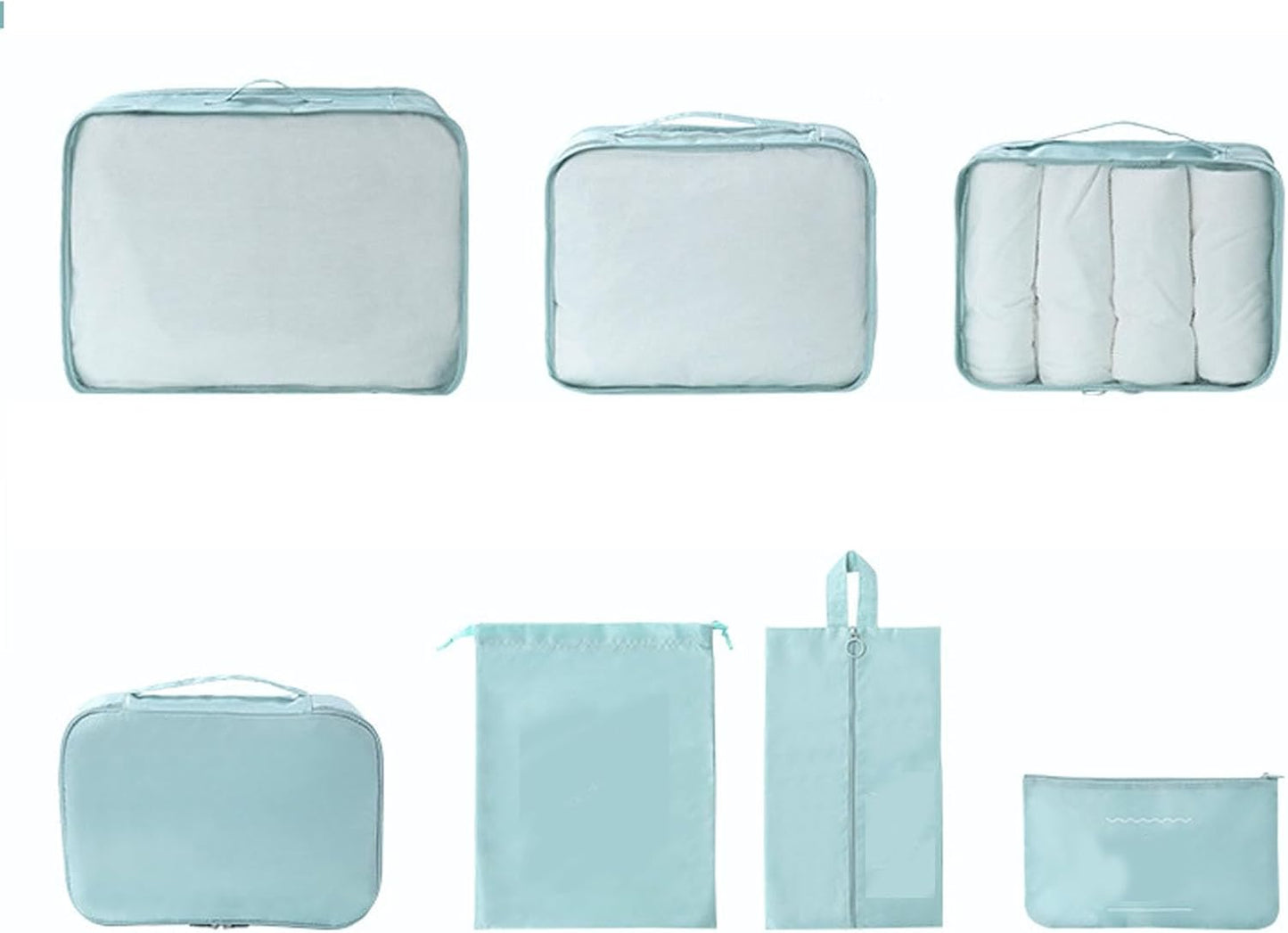 Topyond 7pcs Luggage Packing Cubes Set,Waterproof Polyester Travel Packing Bags for Business Trip, Suitcase Organization, Space Saving Storage for Packing