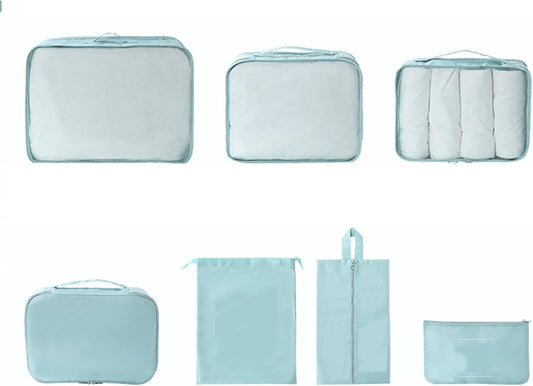 Topyond 7pcs Luggage Packing Cubes Set,Waterproof Polyester Travel Packing Bags for Business Trip, Suitcase Organization, Space Saving Storage for Packing