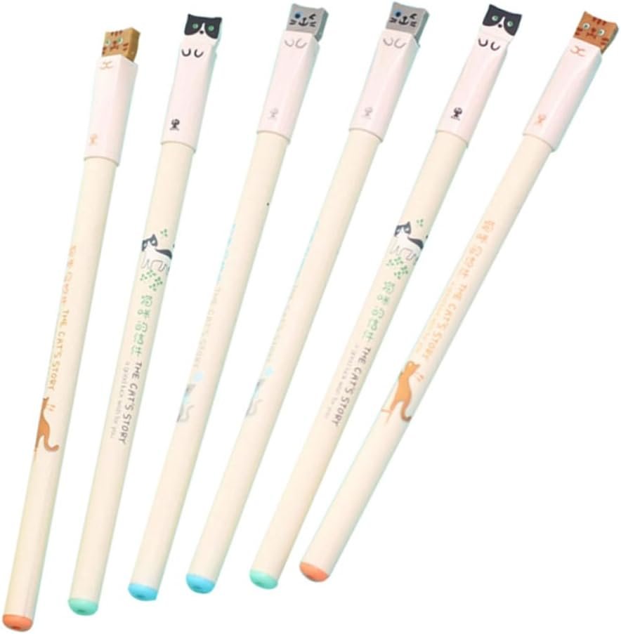 STOBOK Cute Cat Gel Pens 0.38mm Black Ink Japanese Stationery for Office School