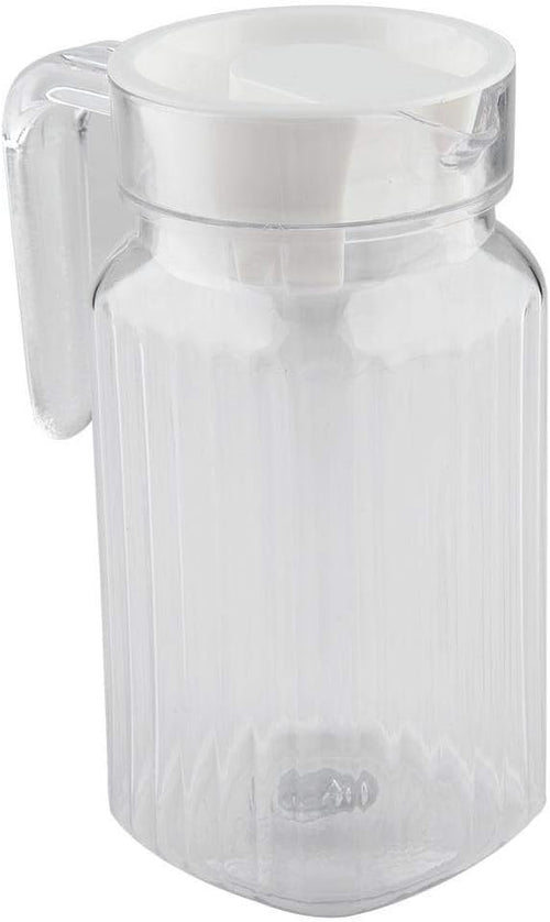 Water Juice Pitcher, 500ml Acrylic Beverage Drink Pitcher with Lid and Handle Ribbed Striped Juice Bottle Glassware Drinkware Water Ice Cold Dispenser for Bar Home Application