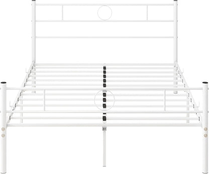 VECOCHO Full Size Metal Bed Frame with Headboard/Double Platform Bed Frame No Box Spring,Strong Steel Slat Support/Full Mattress Foundation Bed/Easy Assembly/Noise Free/White
