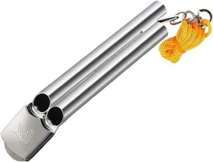 Loud Double Tube Whistle, Lifeguard Safety Whistle, 3.9x0.78in Survival Tool, High-Volume Sound for Outdoor Camping, Hiking, Hunting, Boating, Essential Safety Supply