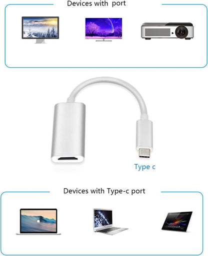 High Resolution USB C to HDTV Adapter for High Clearly Video Streaming 3840x2160@30Hz Resolution Wide Compatibility