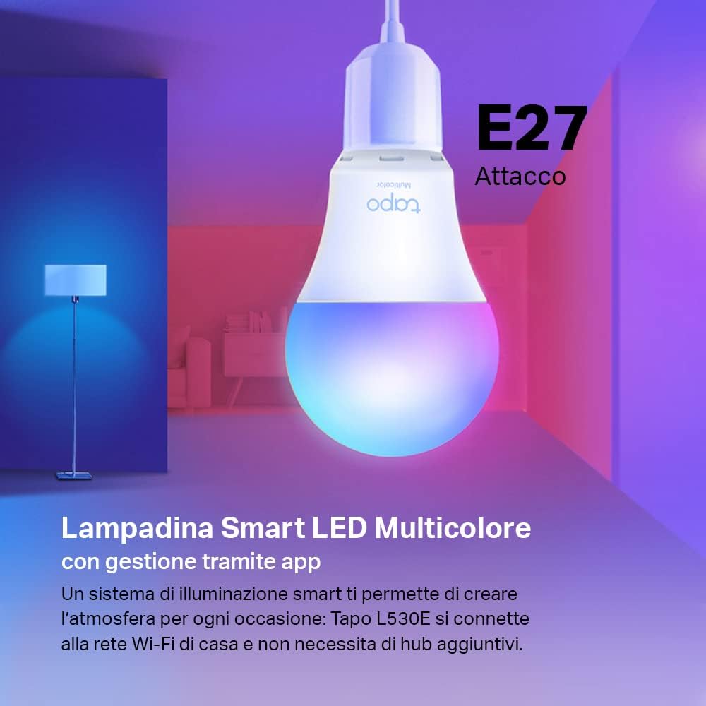 Tapo L530E WiFi Smart LED Light Bulb, E27, Compatible with Alexa and Google Home, 806 Lumens, 8.7W, No Hub Required, Remote Control via APP, 2 Pack