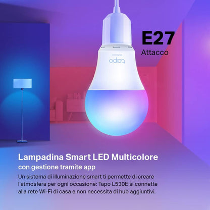 Tapo L530E WiFi Smart LED Light Bulb, E27, Compatible with Alexa and Google Home, 806 Lumens, 8.7W, No Hub Required, Remote Control via APP, 2 Pack