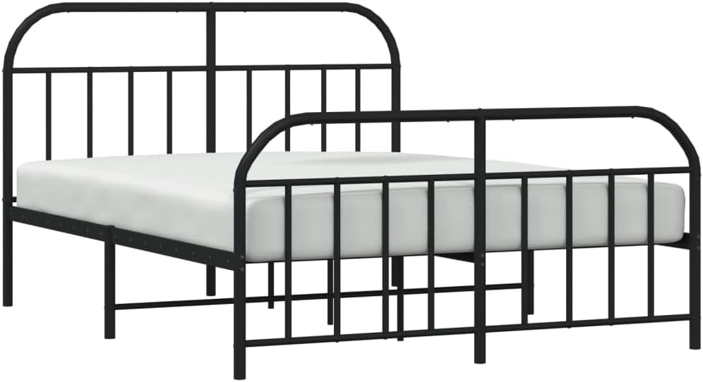 JUNZAI Giroletto con Testiera e Pediera Metallo Nero 140x190 cm,Mobili,Letti e Accessori,Letti e telai per Letti