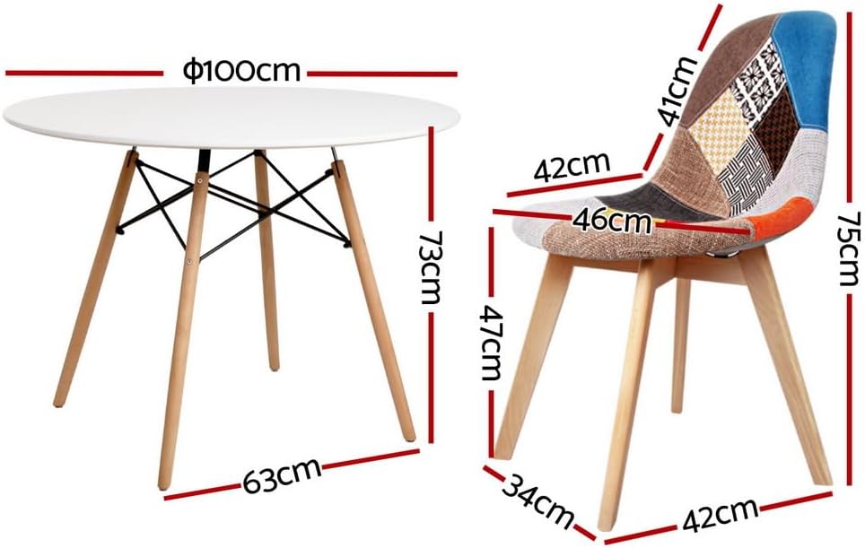 Artiss 5 Pcs Dining Table and Chair Set, Kitchen Tables & Chairs Setting Desk Nursing Reading Seating Home Living Room Restaurant Cafe Indoor Furniture, MDF Tabletop + 4X 47cm Height Seat