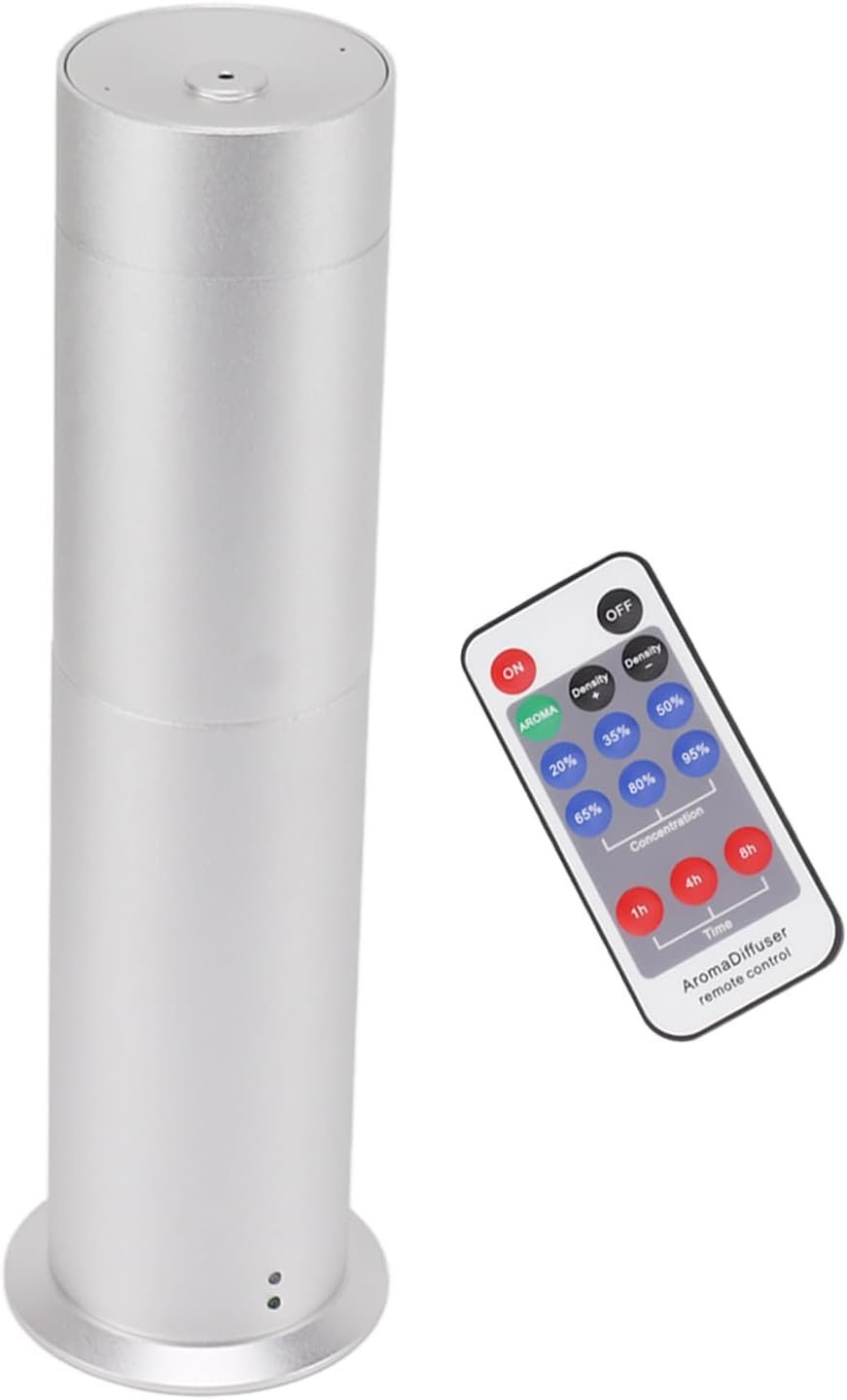 Scent Air Machine, Large Coverage Area Silver Cylindrical Shape Essential Oil Diffuser with Remote Control for Home (US Plug)