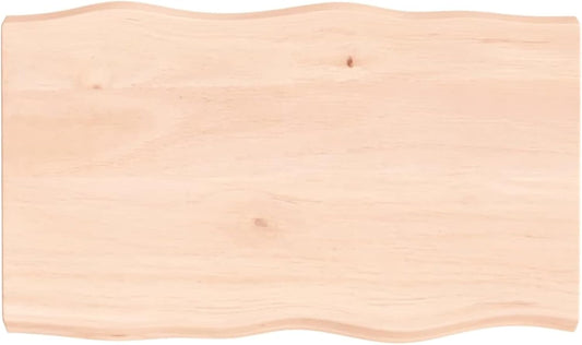 100x60x6 cm Solid Oak Tabletop, Untreated Live Edge, Versatile Kitchen Centerpiece, Dining Table, Desk Surface, Replacement Tabletop