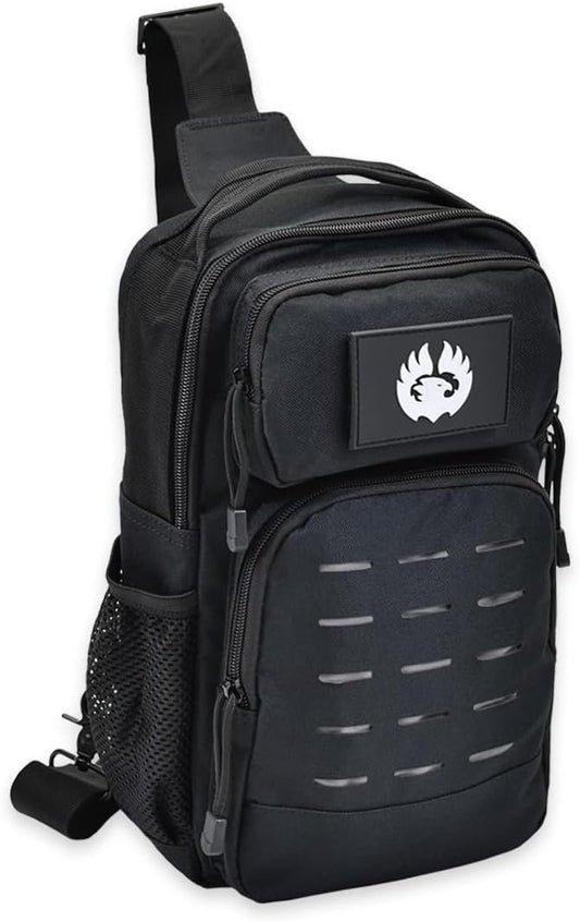 TORCH Sling Bag Single Shoulder Crossbody Backpack Urban Outdoor Sports Military Style MOLLE Travel Pack for EDC Gear V2 Black, Black, 10L, ['Sling Bag']