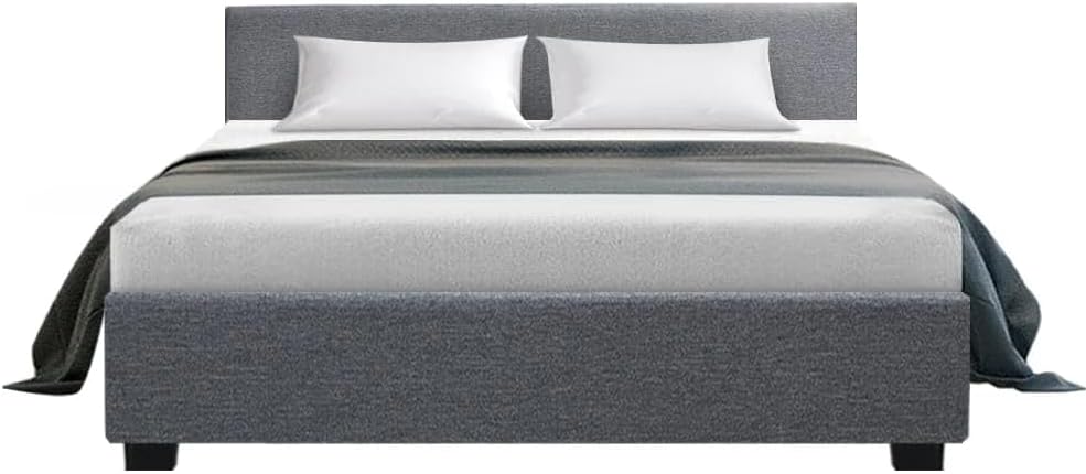 Artiss Queen Bed Frame Platform Gas Lift Base Beds with Storage Bedroom Room Decor Home Furniture, Upholstered with Faux Linen Fabric + Foam + Wood, Modern Design Grey