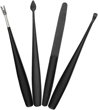 ASAKKURA 1set Stainless Steel Cuticle Tool Manicure Dead Skin Forks Cuticle Trimmer Nail Files and More Professional Nail Care Kit for Home Salon Use