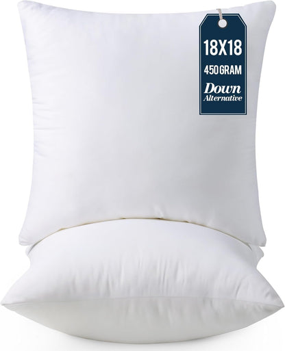 Utopia Bedding Throw Pillows Insert (Pack of 2, White) - 18 x 18 Inches Bed and Couch Pillows - Indoor Decorative Pillow