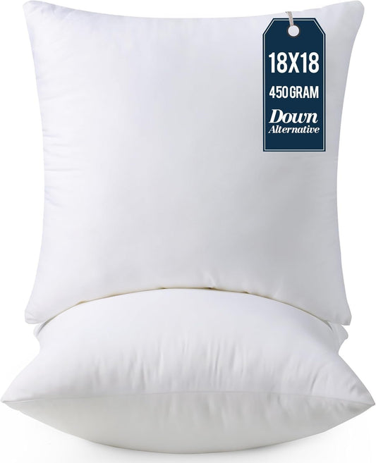 Utopia Bedding Throw Pillows Insert (Pack of 2, White) - 18 x 18 Inches Bed and Couch Pillows - Indoor Decorative Pillow