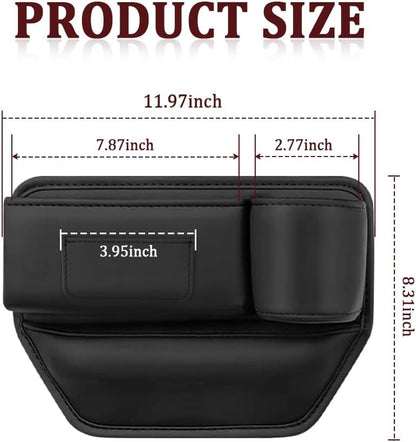 Car Seat Gap Filler Organizer With Cup Holder - Storage Box for Most Cars, SUV (Black, Passenger Side)