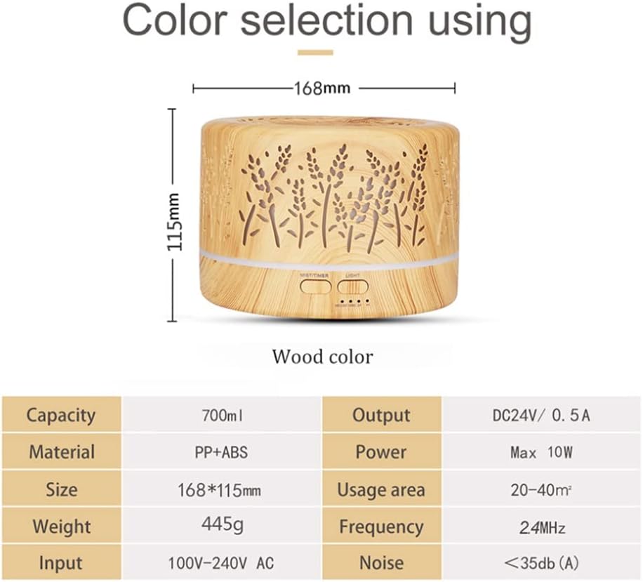 700ml Remote Control Electric Air Humidifier Aroma Diffuser Essential Oil Cool Mist Maker 7 LED Light Coloful(D,JP Plug)