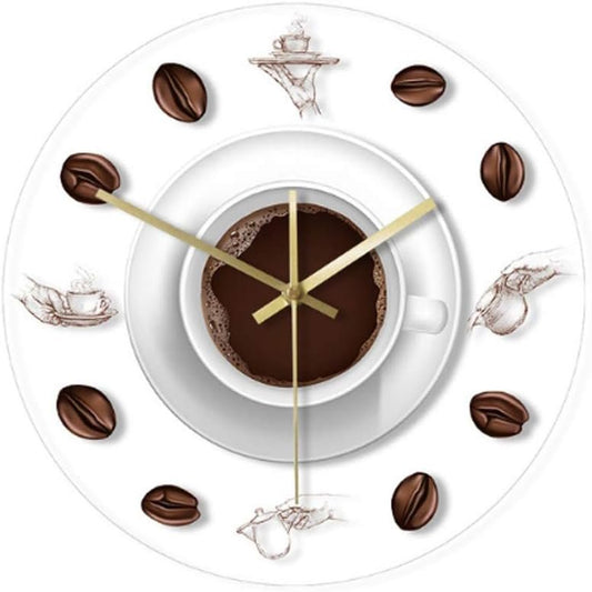 Coffee Hand Coffee Beans Wall Clock Modern Design Cafe Coffee Mug Kitchen Acrylic Wall Watch