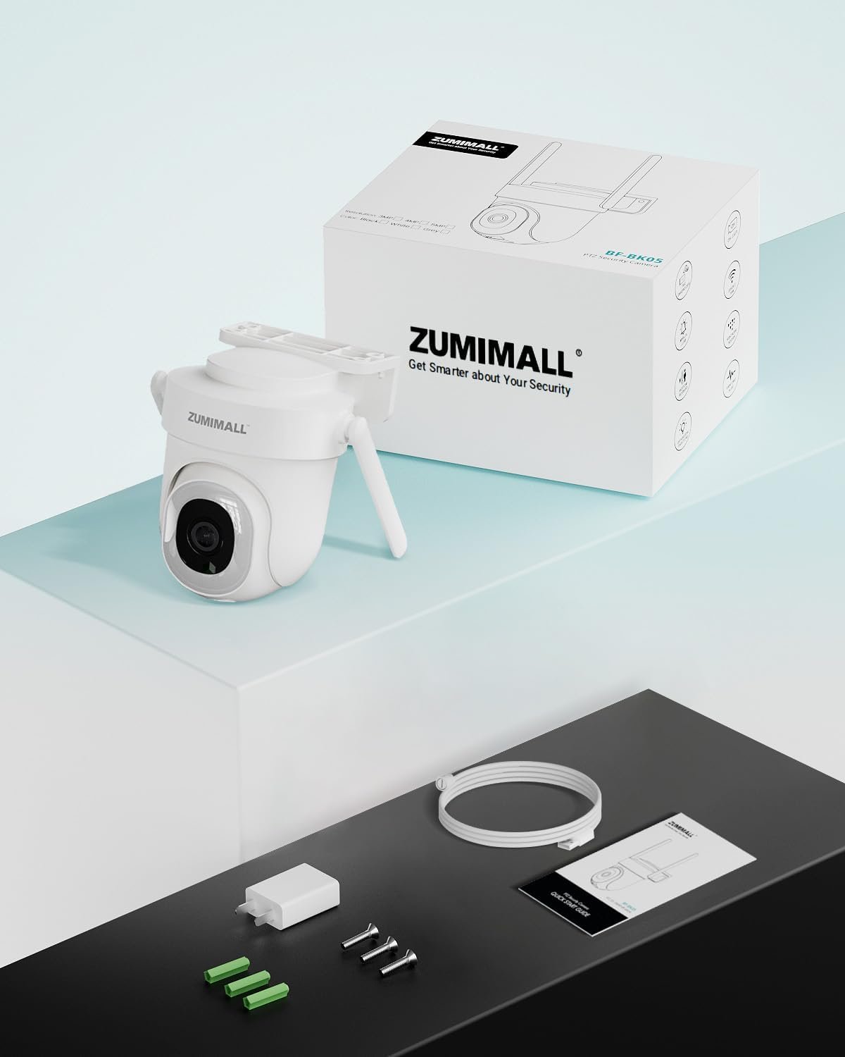 ZUMIMALL 5MP 5G Security Camera Outdoor Wired, 24/7 Recording Security Camera, WiFi Cameras for Home Security Outdoor, Plug-in Power, 360° Auto Tracking,Noise Detect,Cloud, Compatible with Alexa, IP66