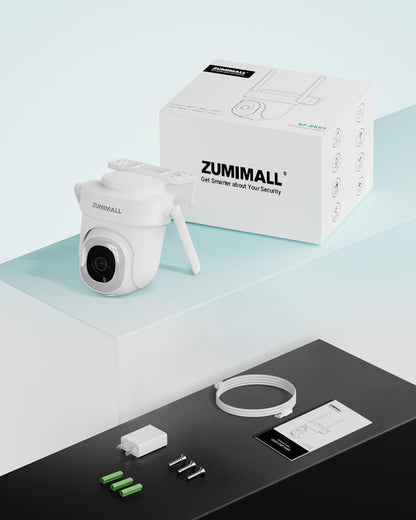ZUMIMALL 5MP 5G Security Camera Outdoor Wired, 24/7 Recording Security Camera, WiFi Cameras for Home Security Outdoor, Plug-in Power, 360° Auto Tracking,Noise Detect,Cloud, Compatible with Alexa, IP66