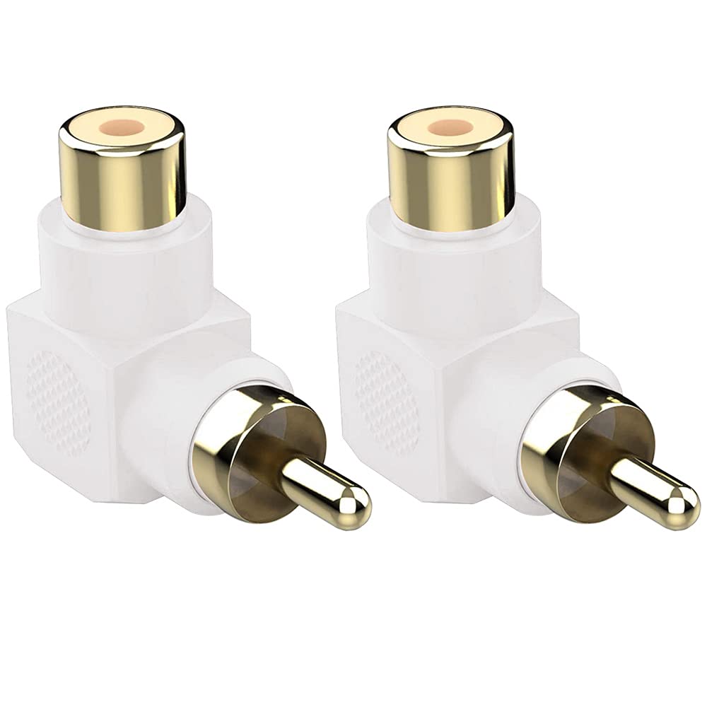 Greluma 8 Pieces RCA Male to Female RCA Connectors Gold-Plated 90 Degree Right Angle Adapters (4 Colors)