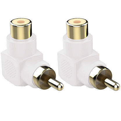 Greluma 8 Pieces RCA Male to Female RCA Connectors Gold-Plated 90 Degree Right Angle Adapters (4 Colors)