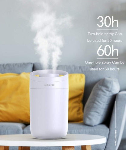 Air Diffuser Humidifier, for Home Office Essential Oils Aroma Scented Oil Diffusers Cool Mist Humidifier 2 nozzles and 3 humidification modes for 30 hours continuous humidification (3L large capacity)