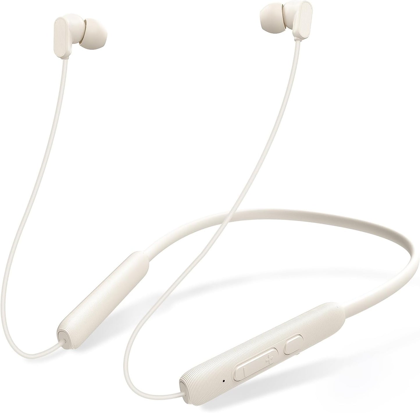 TONEMAC N18 IPX7 Waterproof Sports Bluetooth Earphones with ENC Microphone, Wireless Headphones with Soft Neck, 20 Hours Autonomy, Ergonomic Design for Gym, Running, Fitness (White)