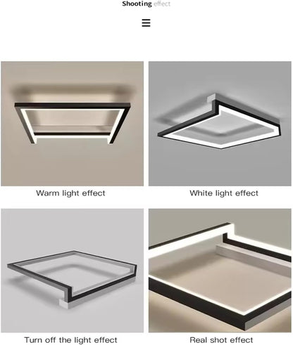 Minimalism Bedroom Ceiling Light Living Room Bedroom Study Ceiling Lamp Kitchen Black Square Ceiling Chandelier Led Smart Ceiling Lighting Fixtures