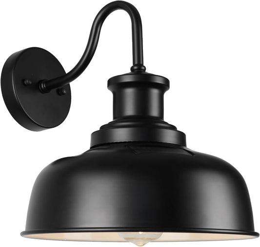 Diyel Solar Barn Light for Outside, Gooseneck Outdoor Wall Lights Solar Powered, Farmhouse Exterior Wall Sconce, Industrial Outside Lighting Fixture, Rustic Lantern for Garage, Barn, Shed, RZSR007