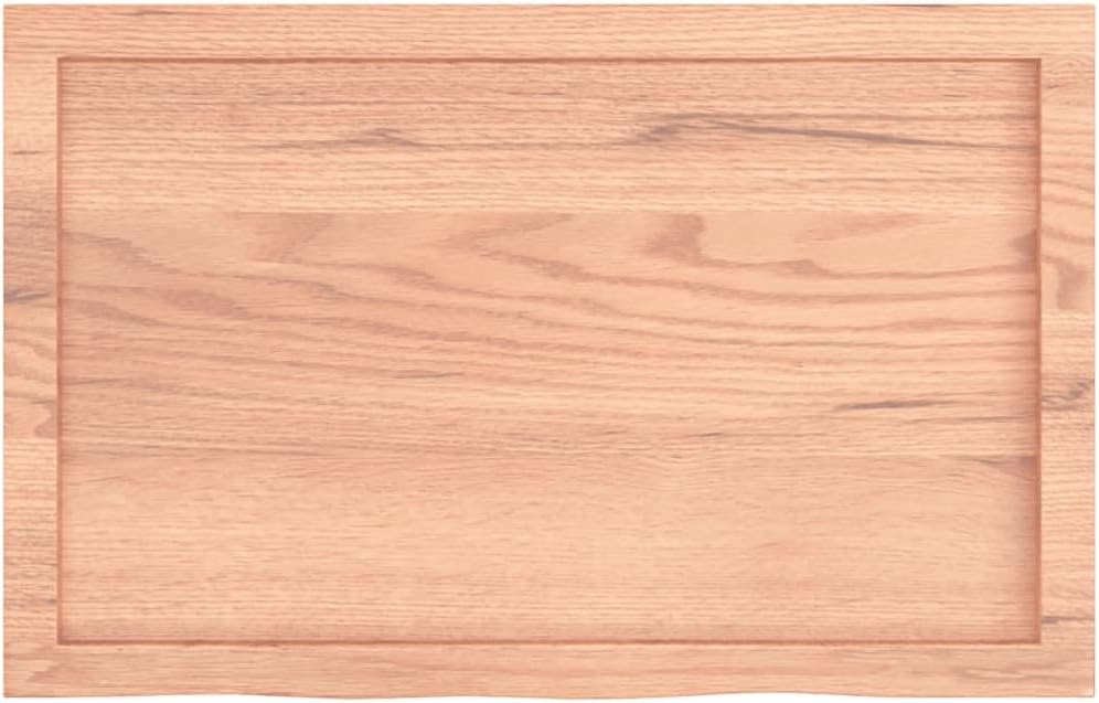 Table Top Light Brown 80x50x6 cm Treated Solid Oak Wood, Handcrafted Live Edge Finish Versatile for Dining & Kitchen Replacement
