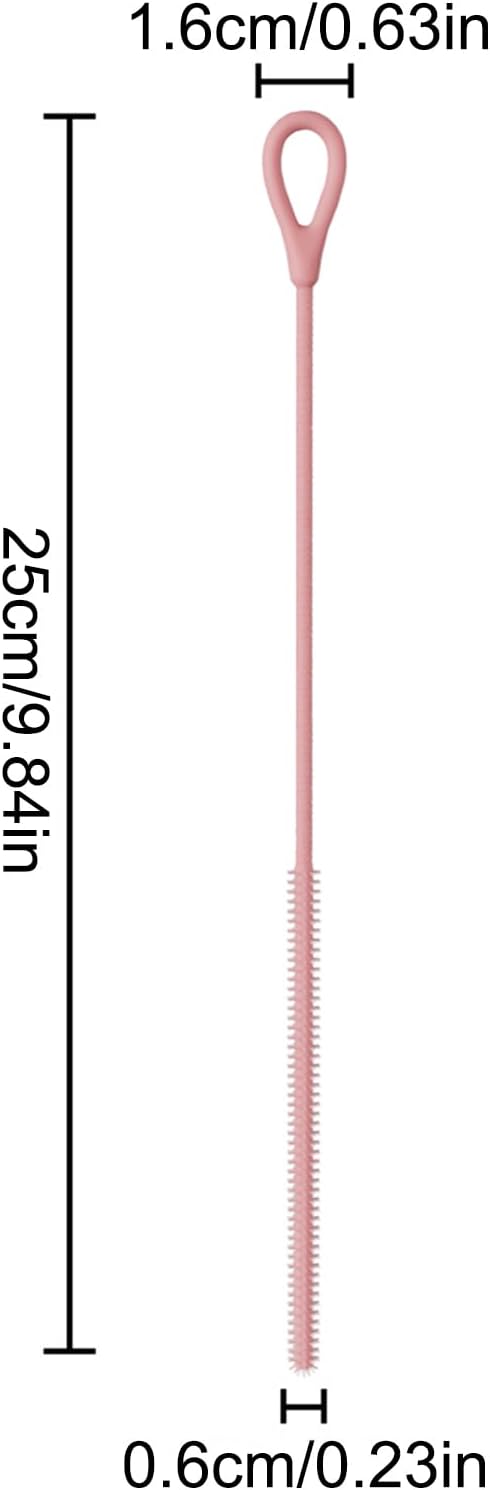 Straw Cleaners, Long Silicone Straw Cleaner Brush, 9.84 Inches, Reusable Non-Slip Cleaning Tool, Handle Pipe Washer for Metal, Glass Tube, Baby Bottles, Eco-Friendly