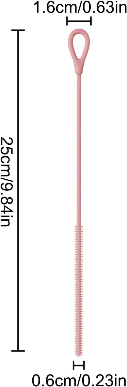 Straw Cleaners, Long Silicone Straw Cleaner Brush, 9.84 Inches, Reusable Non-Slip Cleaning Tool, Handle Pipe Washer for Metal, Glass Tube, Baby Bottles, Eco-Friendly