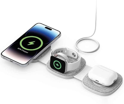 Laser 3 in 1 Travel Wireless Charging pad, USB-C, Apple, iPhone, Apple Watch, Airpod, Travel, Foldable, Carry Bag