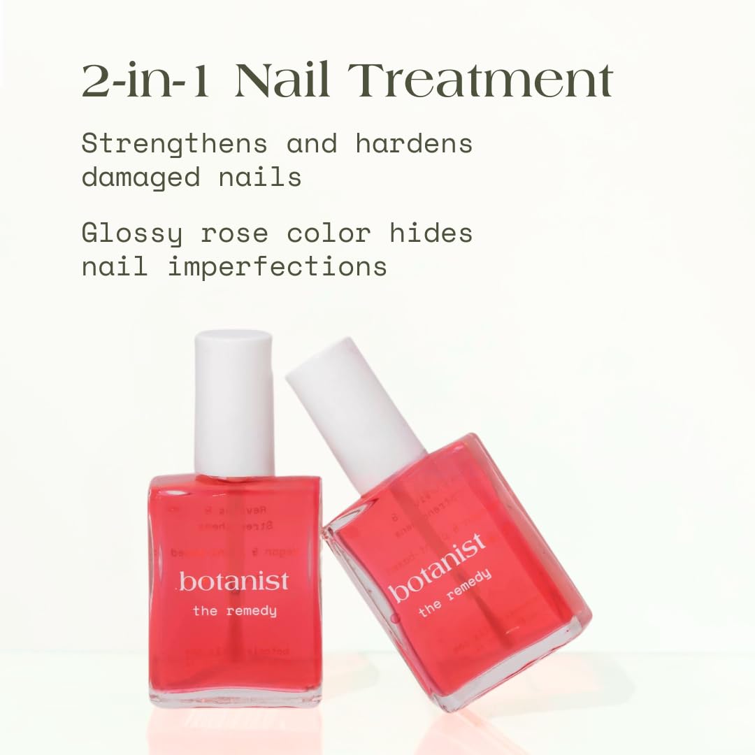 Botanist The Remedy | Nail Strengthening Polish | Repairs & Hardens Nails Damaged from Acrylics, Dip & Gel Manicures | Non-Toxic, 84% Plant Based, 21-Free & Vegan (Rose)