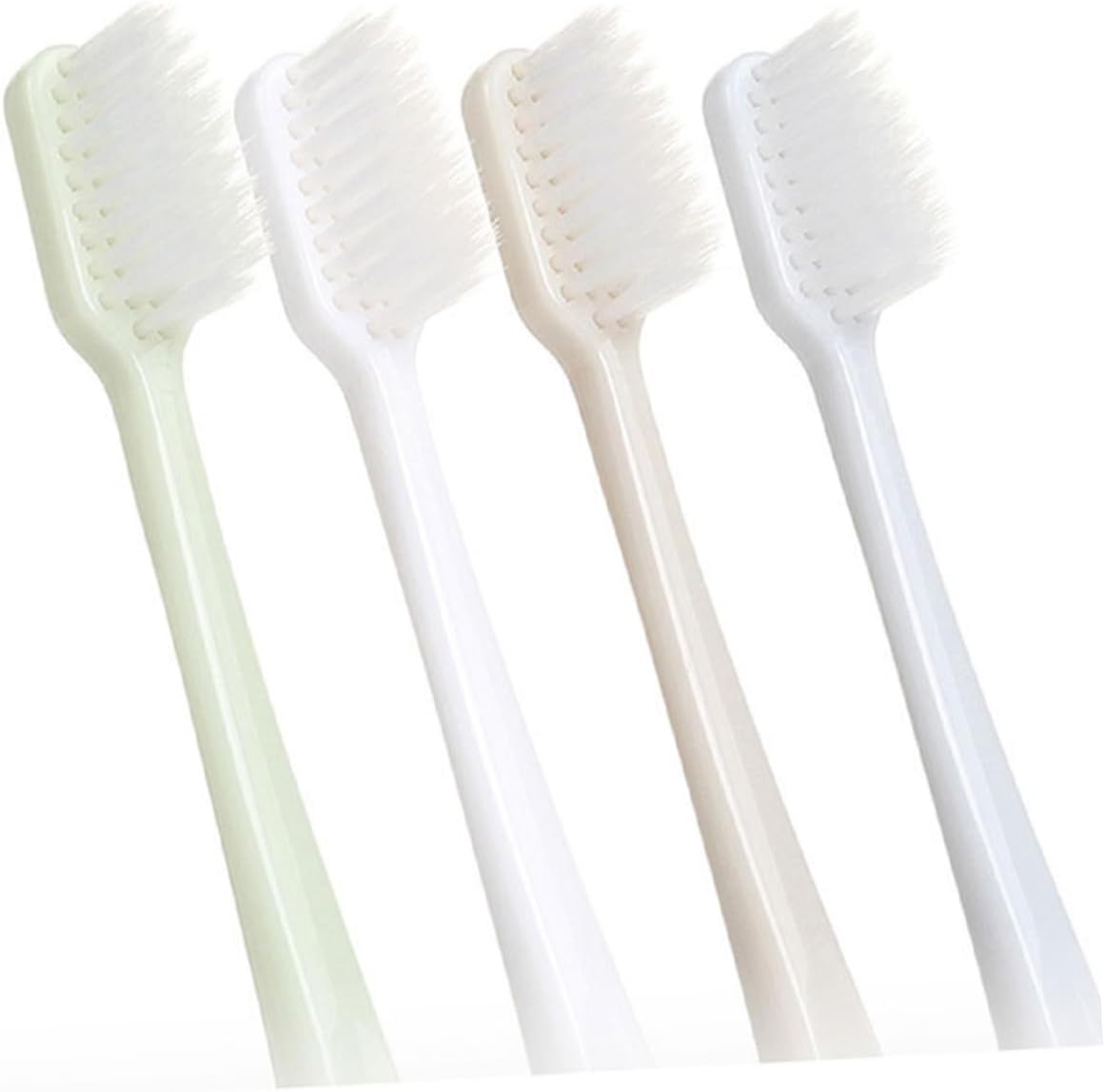 BCOATH 4Pcs Fine Hair Toothbrush for Adults Bleeding Bristles Ergonomic Natural Handle for Gentle Cleaning Gum Care Random Colors Grey Blue Random Color
