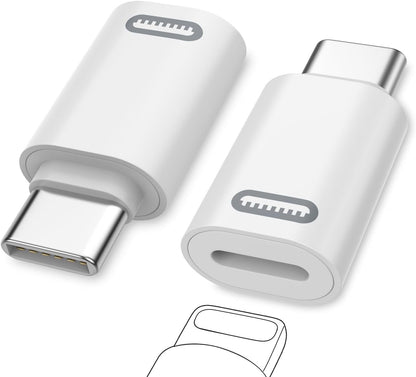 MoKo Lightning Female to USB C Male Adapter, 2Pack USB-C to Lightning Adapter for iPhone 15/16 Pro/16 Pro Max/Plus,Galaxy S24, iPad Pro/Air,for Fast Charging/Data Transfer, Not for Audio/OTG, White PD