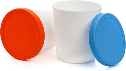 Peohud 4 Pack Ice Cream Containers, 1 Quart Freezer Storage Tubs with Silicone Lids for Ice Cream, Sorbet and Gelato, Freezer Dishwasher Safe