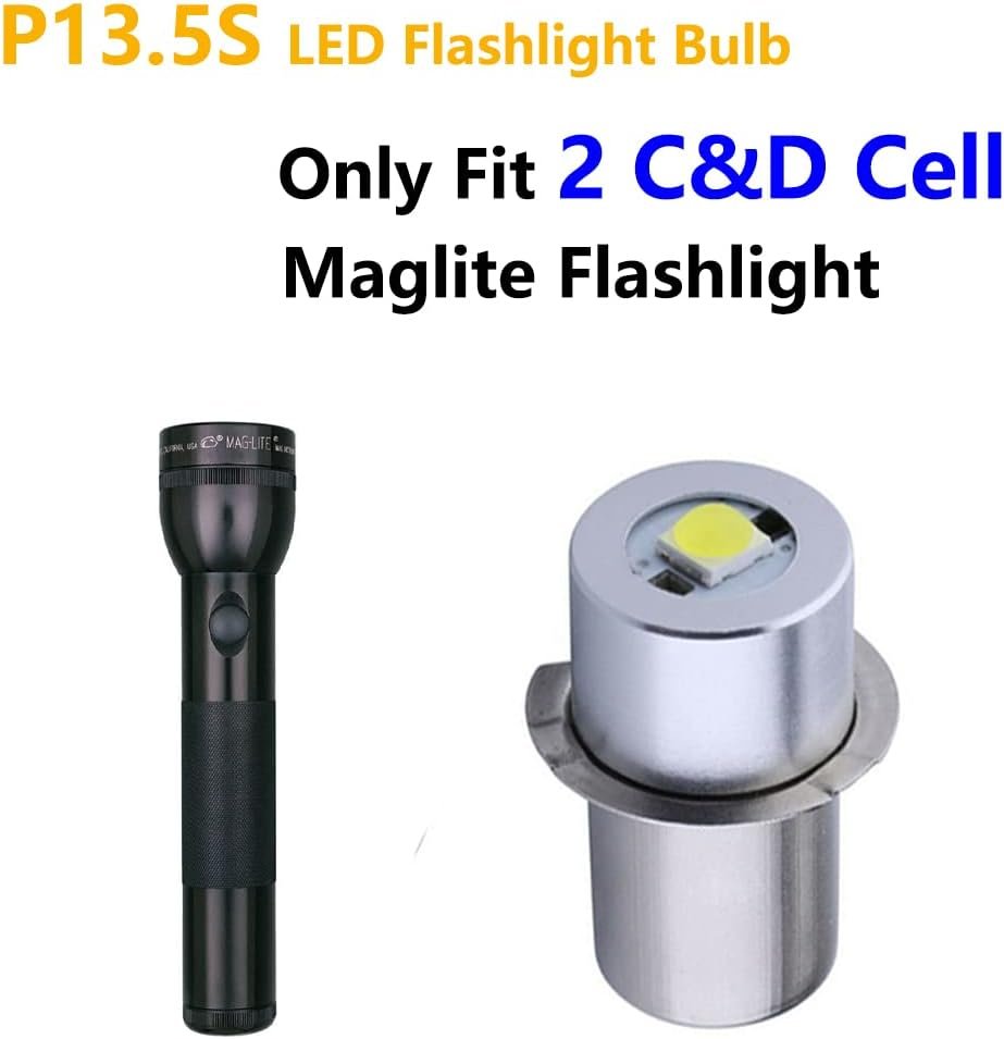 LudoPam LED Conversion Kit Upgrade Bulb Compatible for Maglite Flashlight 2 Cell C/D, 2 Pack