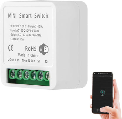 xinyee Mini WiFi Switch Module 16A Wi-Fi Intelligent Relay Light Switch APP Remote Control Voice Control DIY Breaker Module Home Appliance Automation (AC 100-240V)