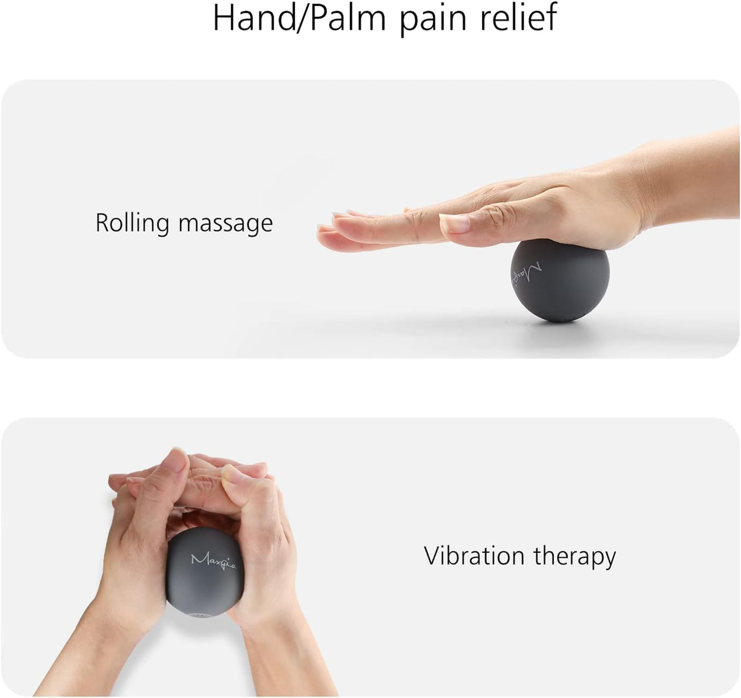 Maxgia Mini Massage Ball, 2" Vibrating Massage Ball for Jaw, Hands, Foot and Plantar Fasciitis Myofascial Release, Mobility and Recovery