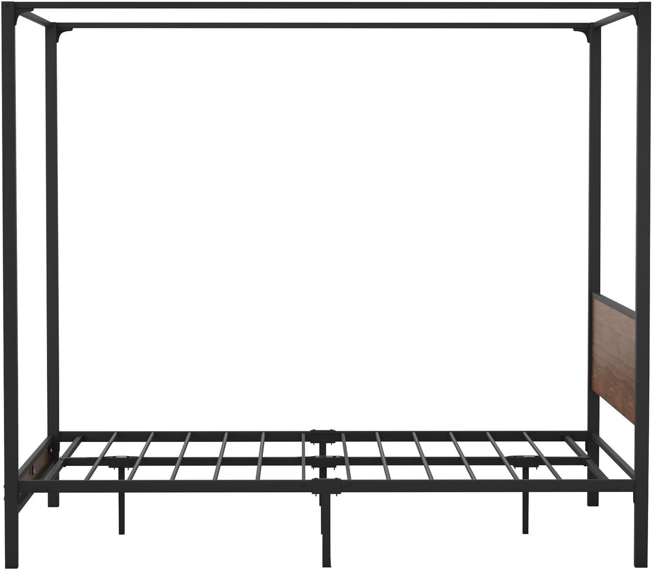 Oikiture Bed Frame Queen with Canopy Metal Bed Storage Base Black